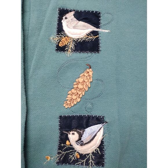 VTG Wild Birds Sweatshirt Women XL No Size Tag Artisans Chickadee Nuthatch Jay - Picture 6 of 13